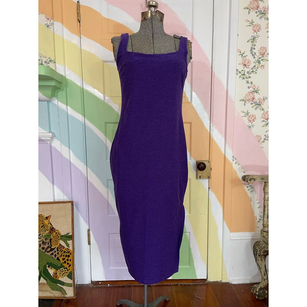Beyond Yoga Purple Stretch Tank Midi Dress Made in USA Size L Athleisure